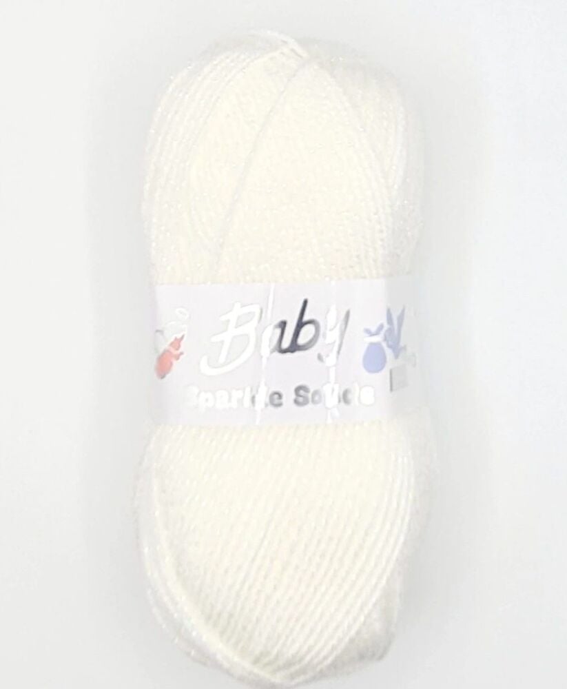 Sparkle Solide 100g DK Knitting Crochet Crafts White 7201