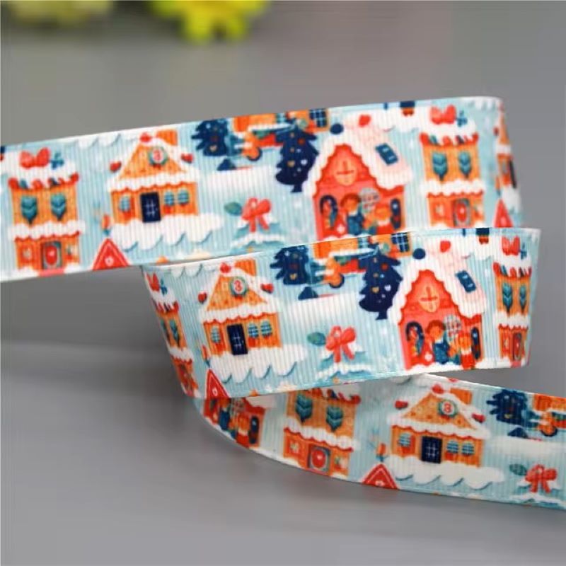 Christmas Grosgrain Ribbon 16/22mm Widths Sold per Metre Gingerbread Houses