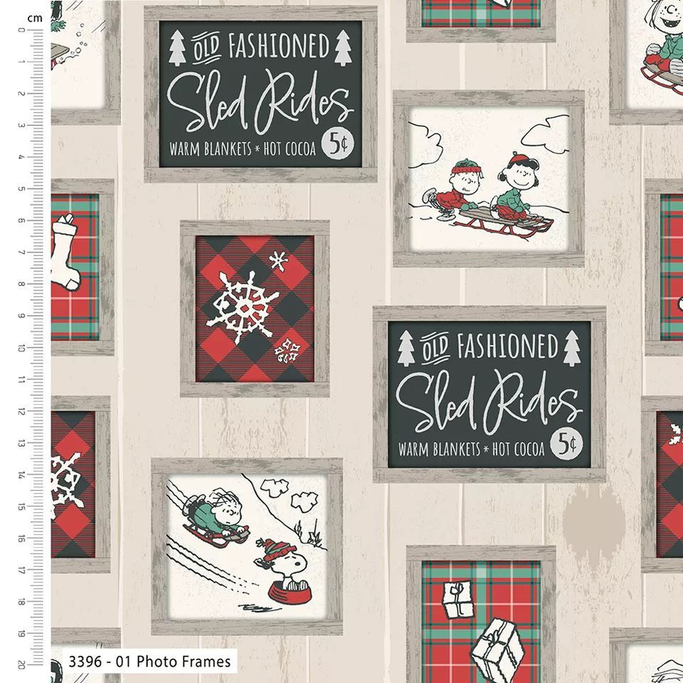 Snoopy Farmhouse Christmas Fabric 112cm Wide Sold as FQ, 1/2m, 1m 3396-03 Cosy Blanket