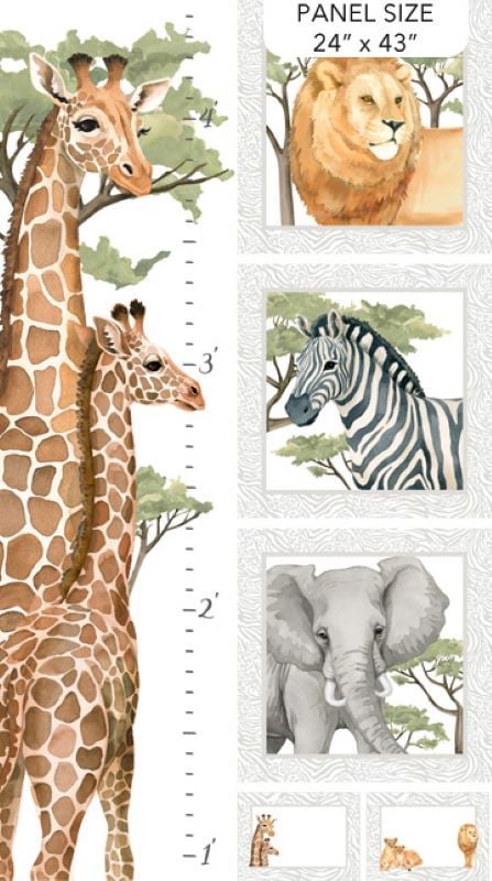 Wild One Jungle Height and Block Panel by Northcott Fabrics 60cm x 110cm approx DP27686-10