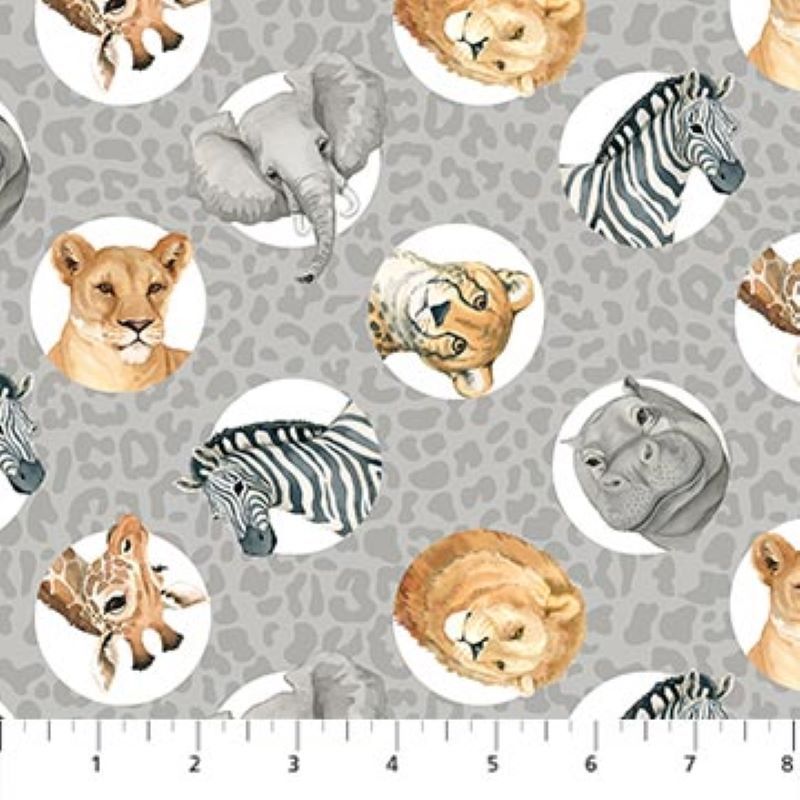 Wild One Jungle Fabric 112cm (44") Wide by Stof Sold as FQ, 1/2 metre, 1 metre DP27690-94 Circles