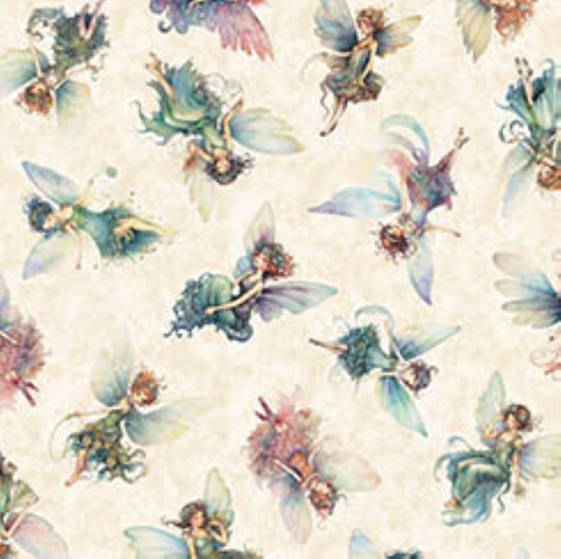 Enchanted Fairies 112cm (44") Wide by QT Fabrics FQ, 1/2 metre, 1 metre 6202-367 Cream