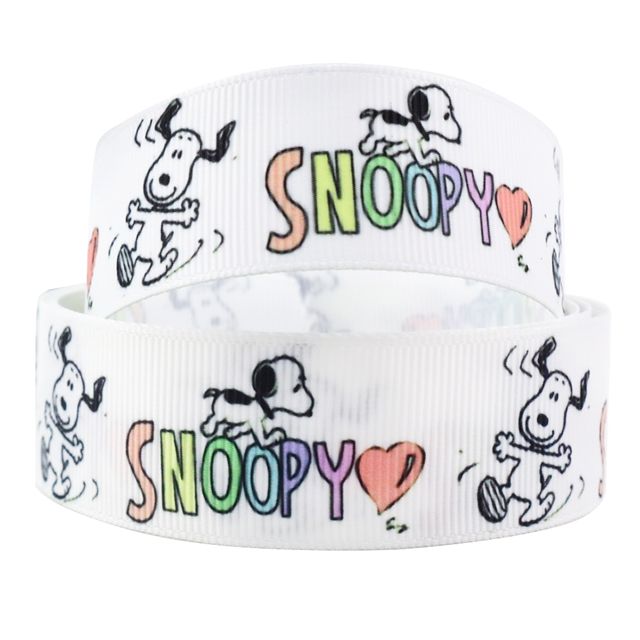 Snoopy Grosgrain Ribbon 25mm Wide Sold per metre White