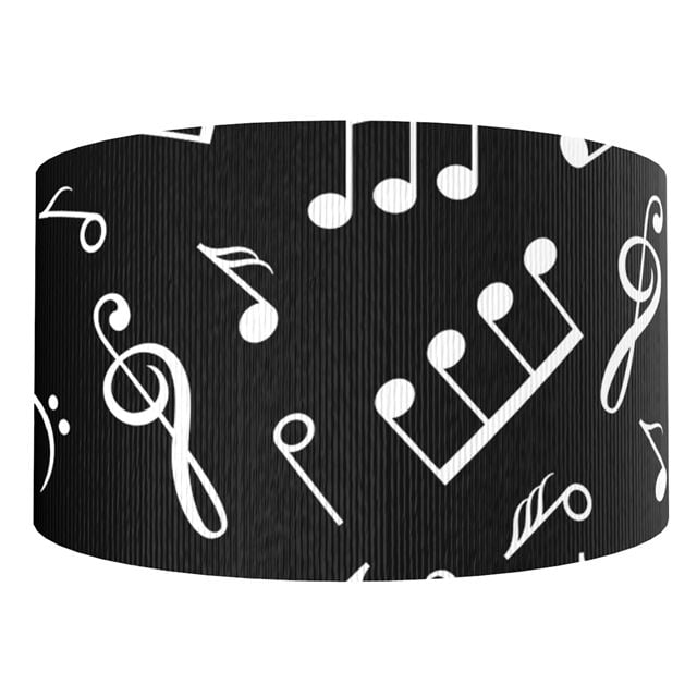 Musical Notes Grosgrain Ribbon 16/22mm Wide - Sold per Metre Black