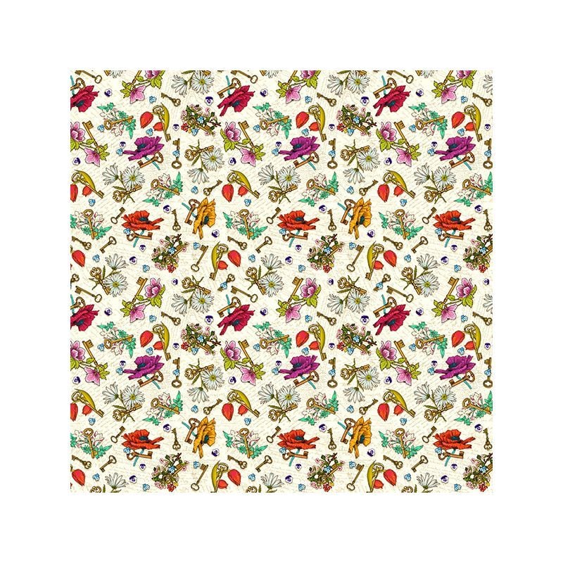 Language of Flowers Keys to Secrets by Odile Bailloeul PWOB104 112cm Wide FQ, 1/2m, 1m