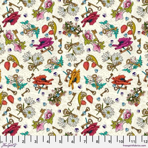 Language of Flowers Keys to Secrets by Odile Bailloeul PWOB104 112cm Wide FQ, 1/2m, 1m