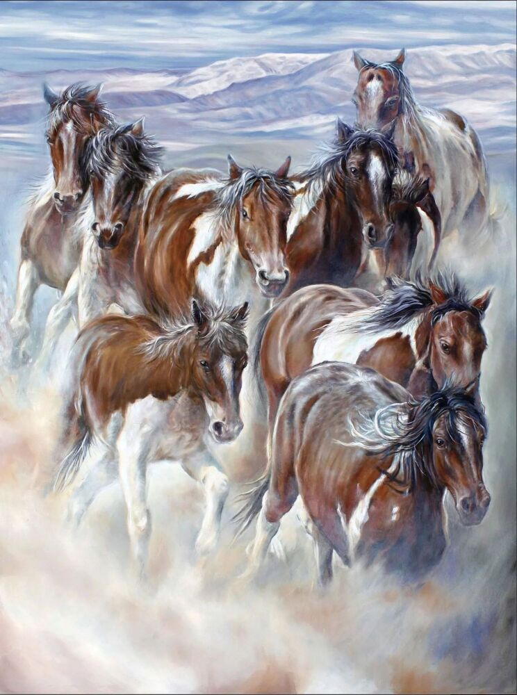 Wild and Free Horses Panel by Elizabeth Studios 90cm x 110cm 556-271