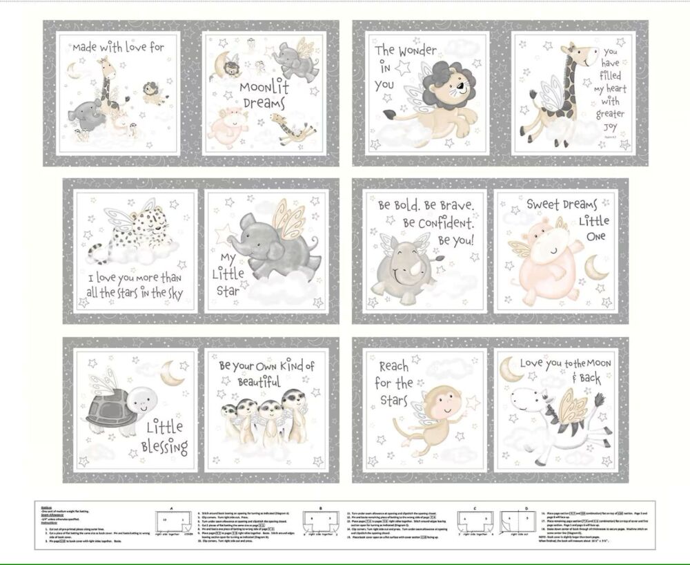 Moonlit Dreams Fabric Cloth Panel by Studio E 90cm x 112cm Cream