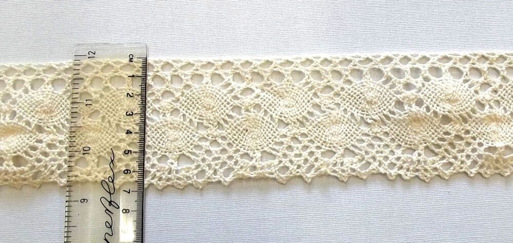 Cotton Crochet Cluny Lace 62mm Cream Sold per Metre