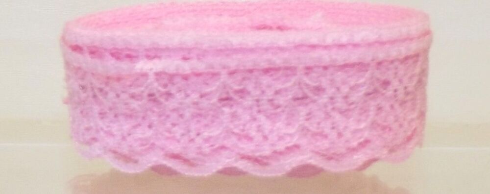 Lace Ribbon Trim Flat 20mm wide Baby Pink Sold per metre