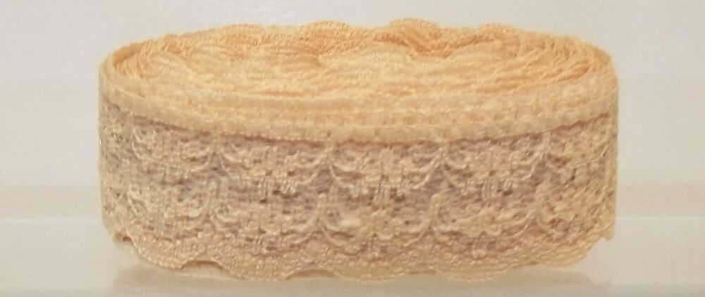 Lace Ribbon Trim Flat 20mm wide Coffee Sold per metre