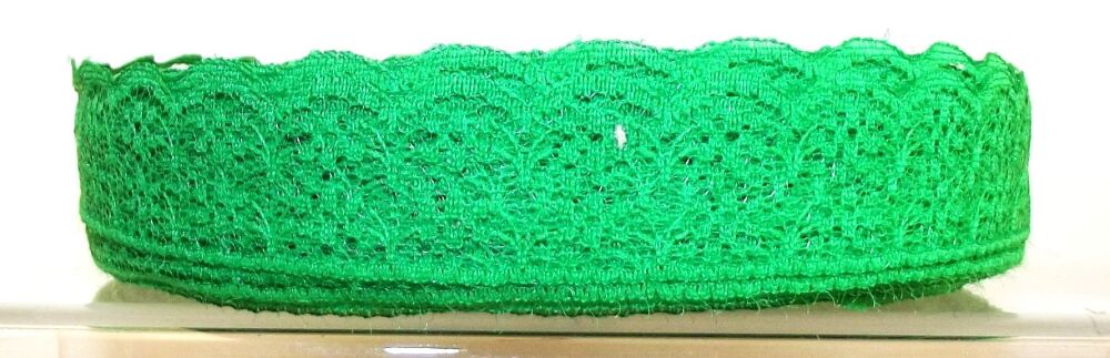 Lace Ribbon Trim Flat 20mm wide Emerald Green Sold per metre