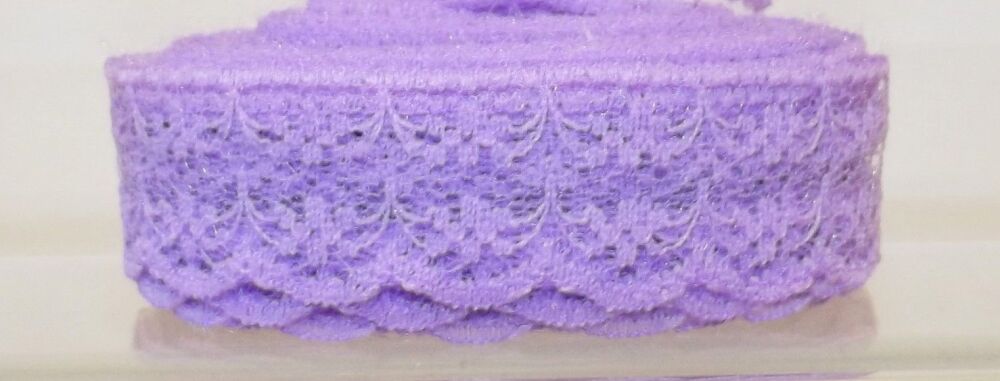 Lace Ribbon Trim Flat 20mm wide Lilac Sold per metre