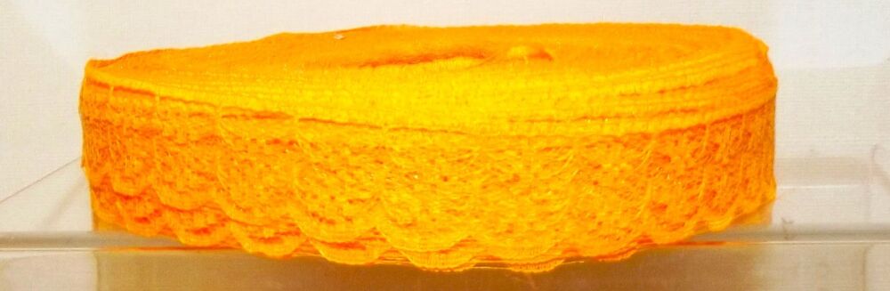 Lace Ribbon Trim Flat 20mm wide Orange Sold per metre