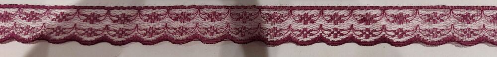 Lace Ribbon Trim Flat 20mm wide Plum Sold per metre