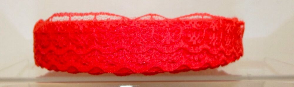 Lace Ribbon Trim Flat 20mm wide Red Sold per metre