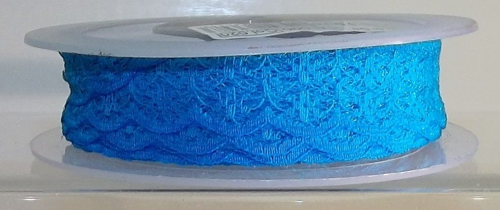 Lace Ribbon Trim Flat 20mm wide Turquoise Sold per metre
