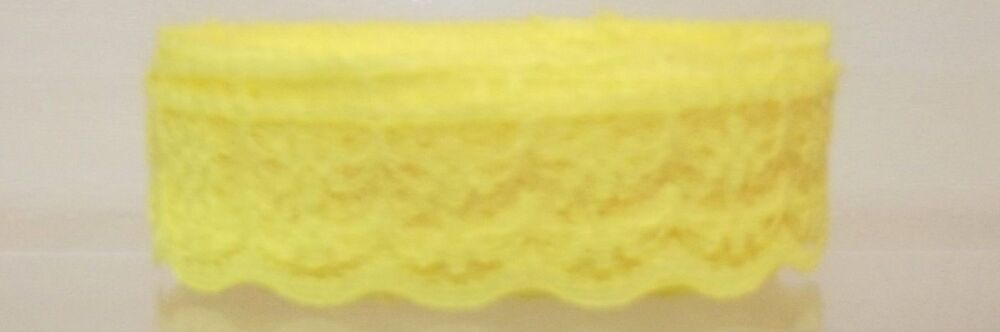 Lace Ribbon Trim Flat 20mm wide Yellow Sold per metre