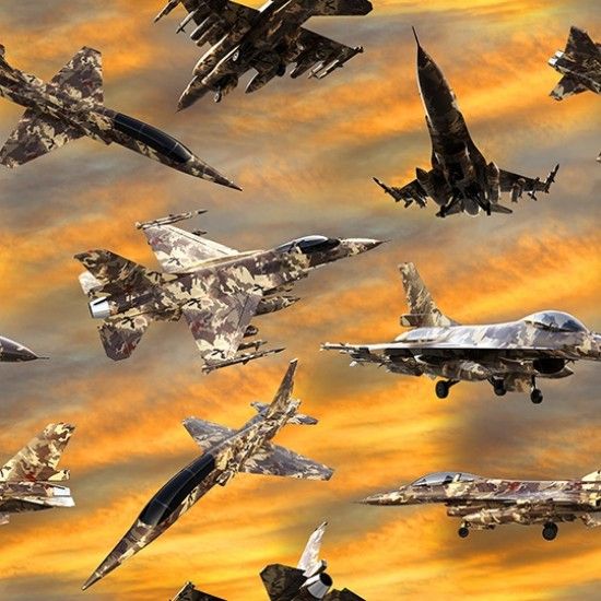 Freedom Forces Fabric Planes 112cm (44") Wide Sold as FQ, 1/2m or 1m 79230 Col 103