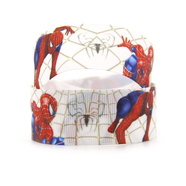 Spiderman Grosgrain Ribbon 25mm Wide - Sold per Metre White