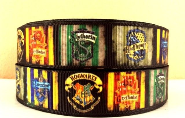 Harry Potter Houses Crests Grosgrain Ribbon 22/38mm Wide - Sold per Metre