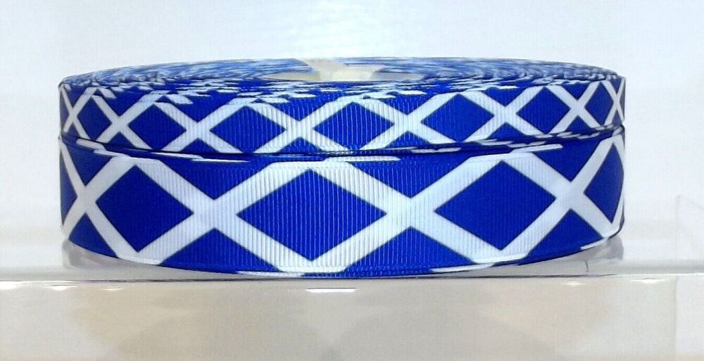 Scotland Flag Grosgrain Ribbon 10/22mm Wide - Sold per Metre