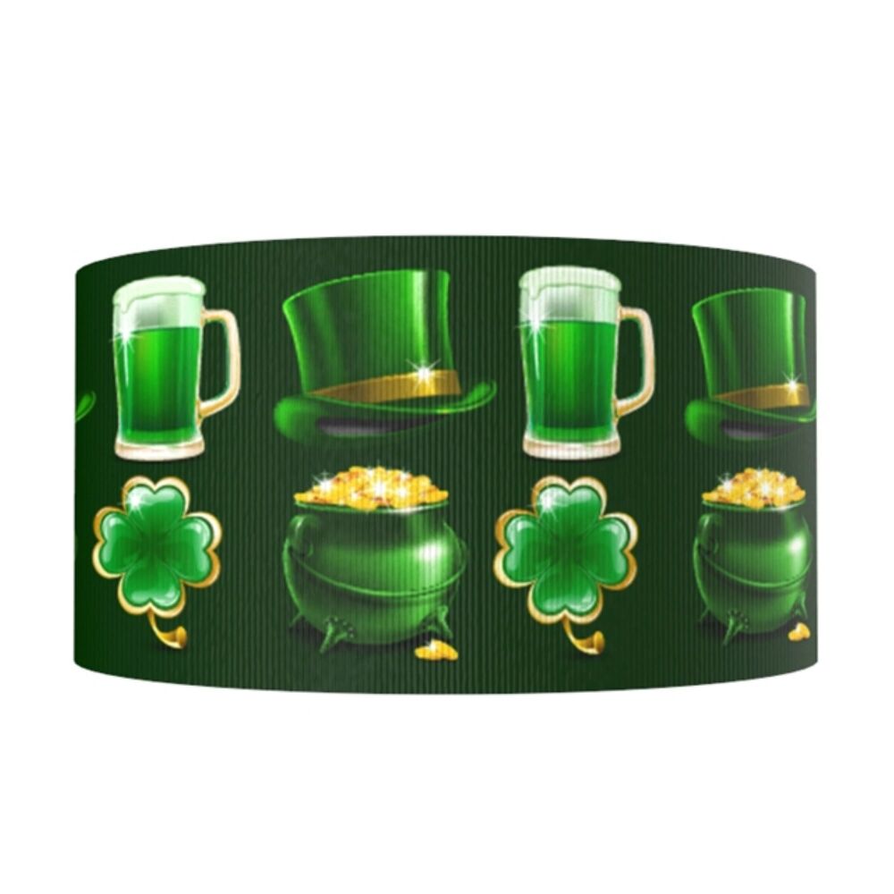 Irish Pot of Gold Top Hat Grosgrain Ribbon 16/22mm Wide - Sold per Metre