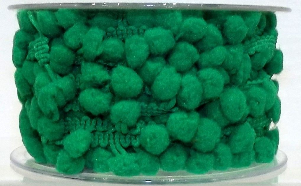Pom Pom Bobble Trim 15mm Wide - Emerald Green