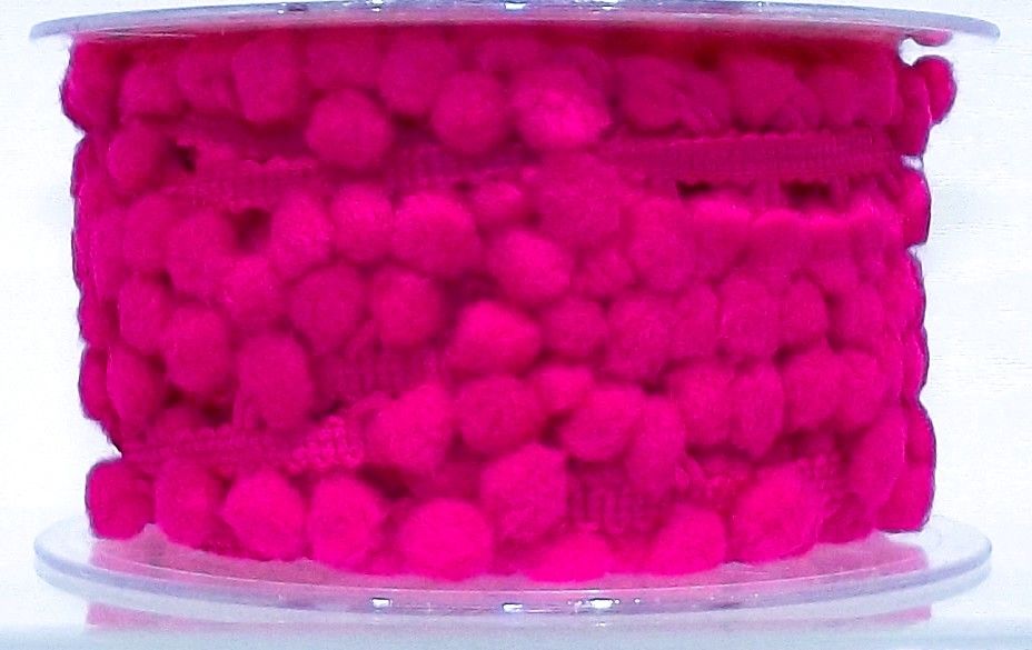 Pom Pom Bobble Trim 15mm Wide - Fuchsia Pink