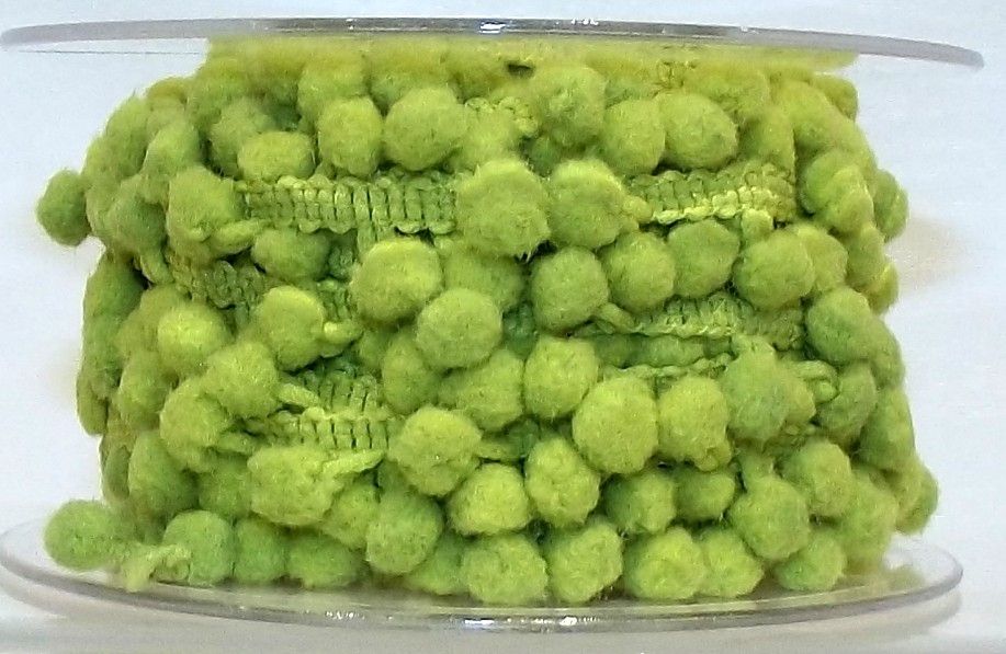 Pom Pom Bobble Trim 15mm Wide - Green