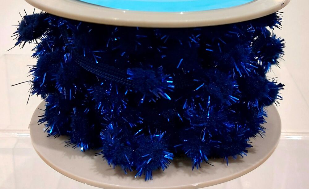 Sparkly Pom Pom Bobble Trim Navy