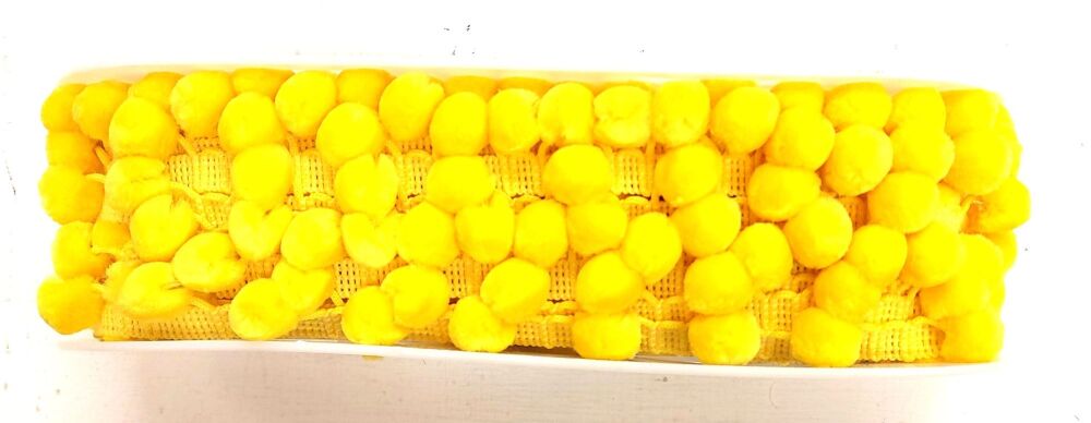 Large Pom Pom Trim 25mm Yellow