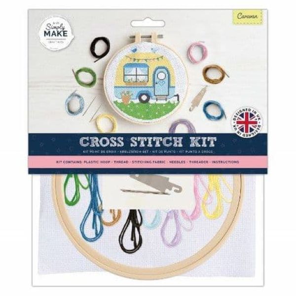 Cross Stitch Kit Simply Makes Docraft Caravan inc Hoop & Cottons