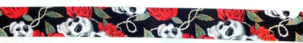 Bag Strap Skulls and Roses  Fabric Roll 30mm Width 2m Length