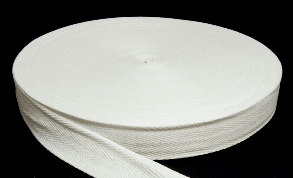 Cotton Tape Apron Bunting Bag Handle 25mm Wide White