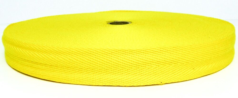 Herringbone Cotton Tape Apron Bunting Bag Handle 25mm Wide Yellow
