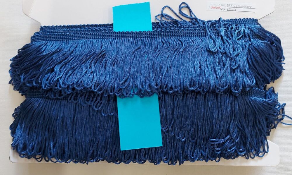 Fringe Loop Edging 65mm Navy