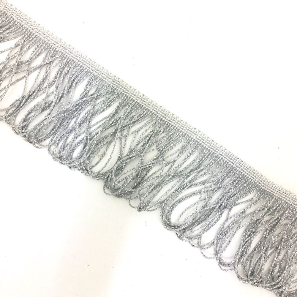 Fringe Loop Edging 65mm Silver Metallic