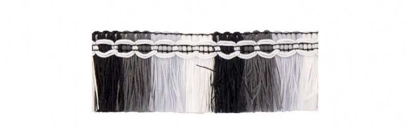 Tassel Fringe Edging 21mm Shades of Black Grey and White
