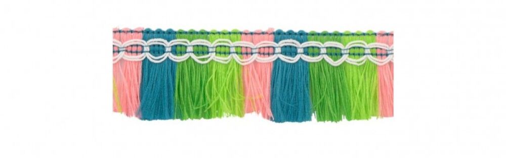Tassel Fringe Edging 21mm Shades of Pink Green and Blue