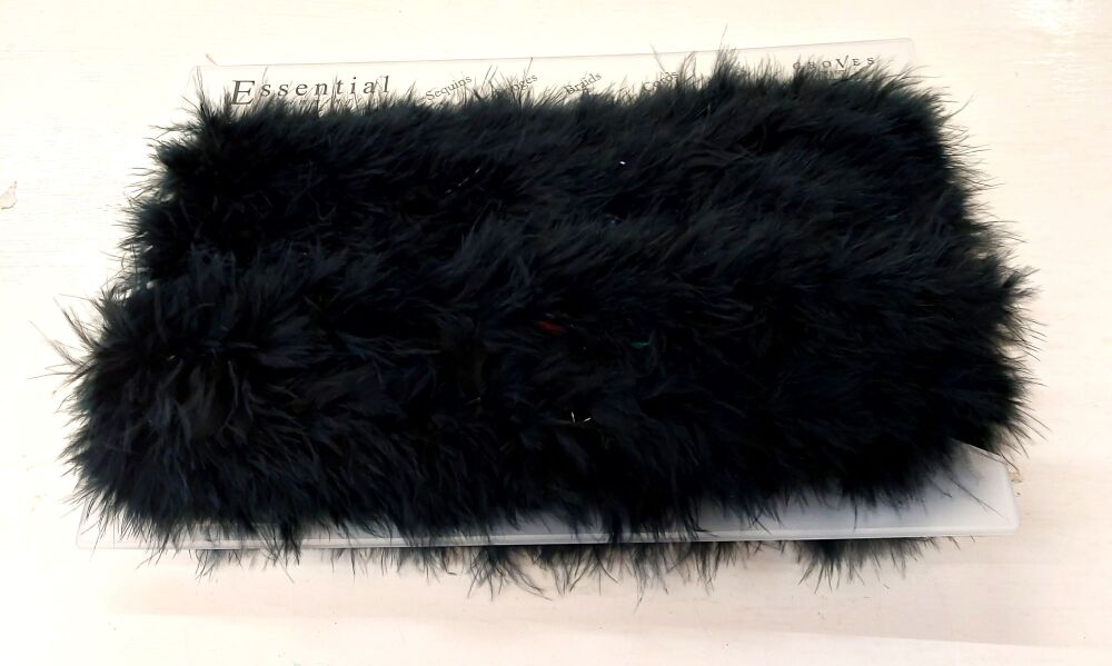 Marabou Feather Boa Fur Trim Black