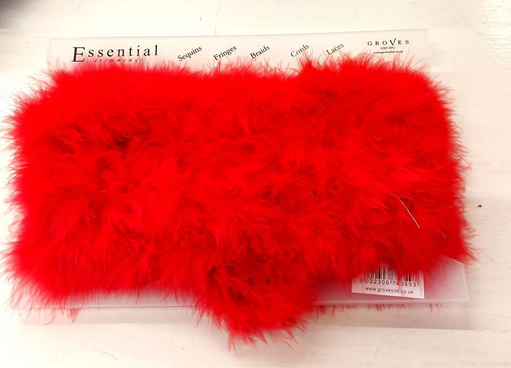 Marabou Feather Boa Fur Trim Red