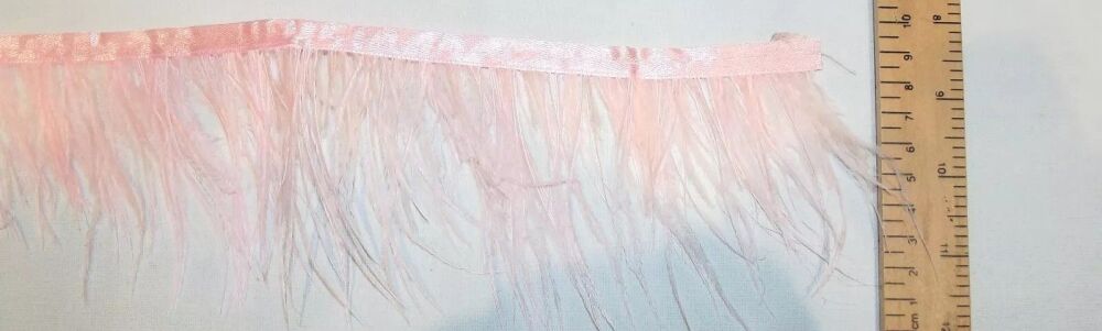 Real Ostrich Feather Trim 60-80mm Baby Pink