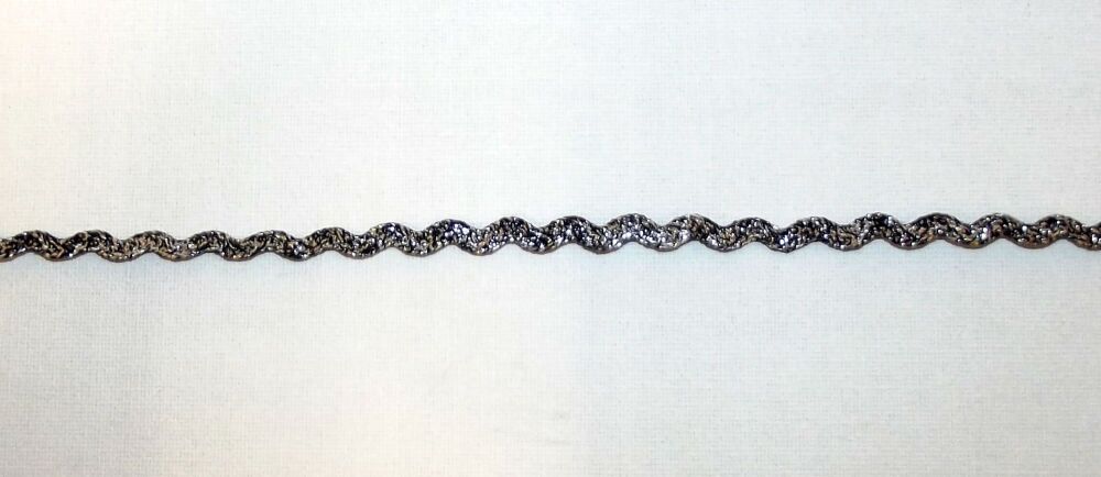 Ric Rac Ribbon Trim 6mm  Wide 2m Length Black Silver Lurex