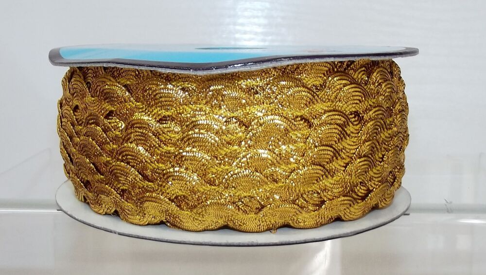 Metallic Lurex Ric Rac Ribbon Trim 14mm Wide Gold