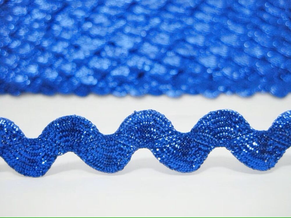 Metallic Lurex Ric Rac Ribbon Trim 14mm Wide Royal Blue