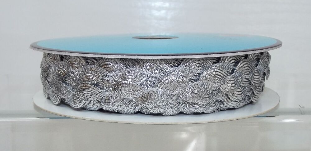 Metallic Lurex Ric Rac Ribbon Trim 14mm Wide Silver