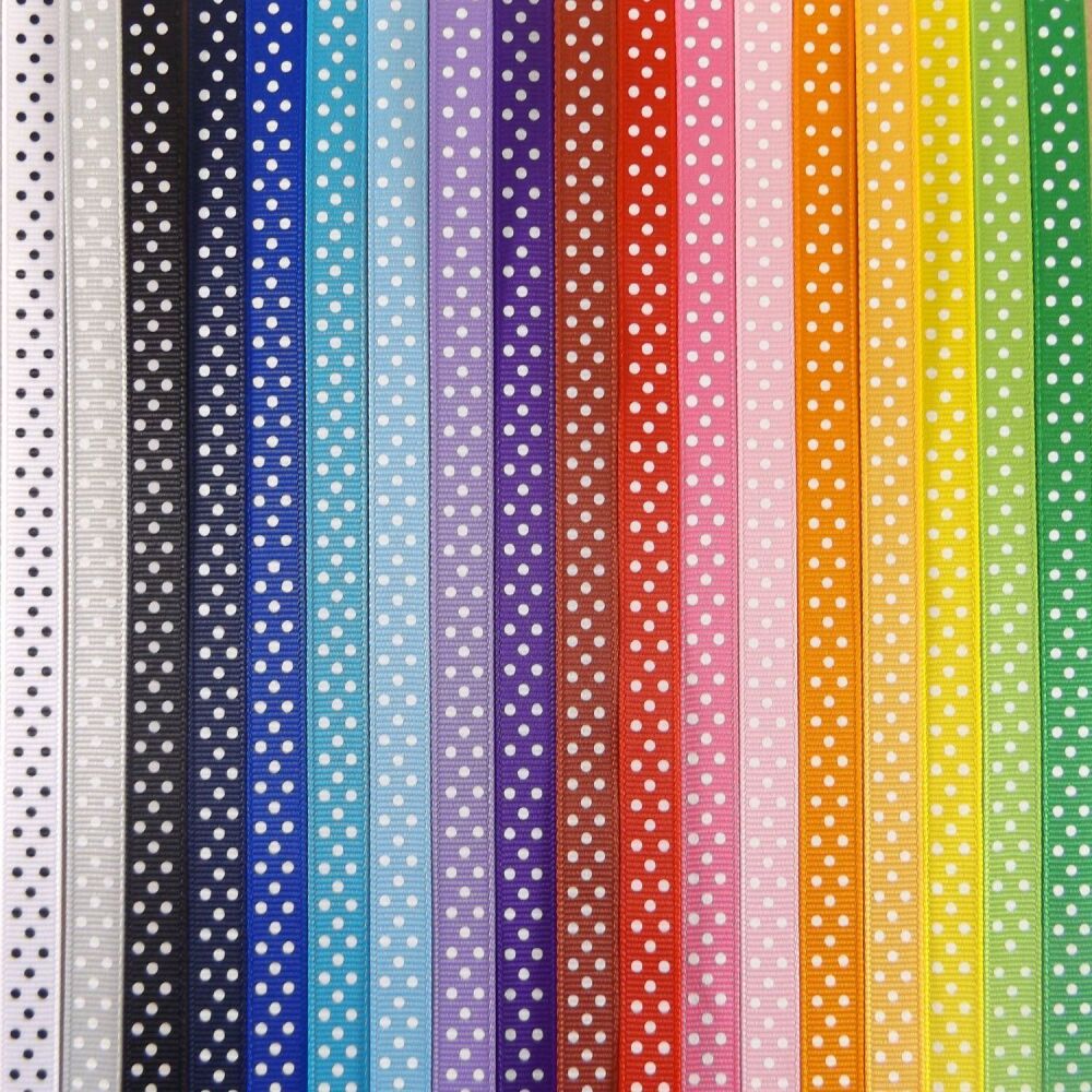 Wholesale - Polka Dot Grosgrain Ribbon 10mm Wide 100 yd Roll (Approx 90m)