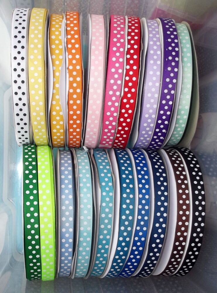 Wholesale - Polka Dot Grosgrain Ribbon 15mm Wide 100 yd Roll (Approx 90m)