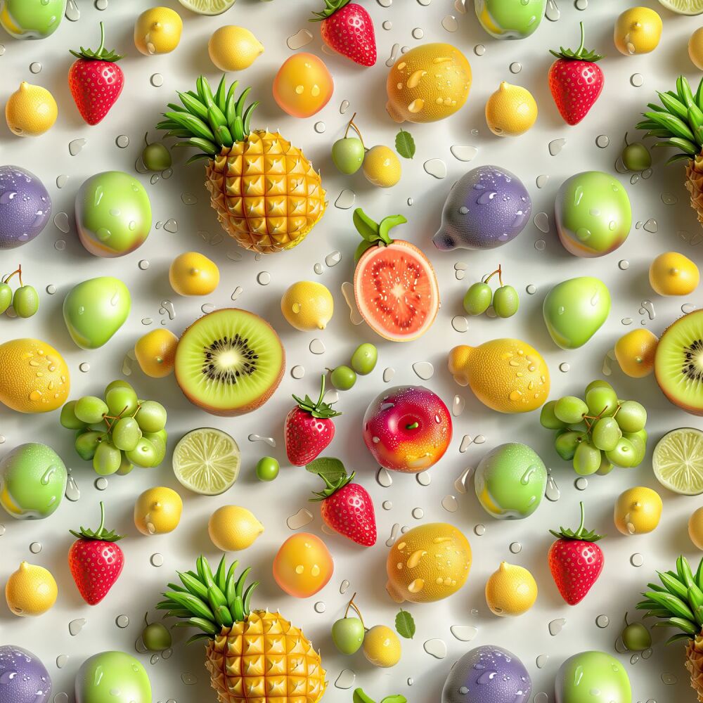 Fruits 3D Effect Fabric 140cm (54") Wide CC519-3D Crafty Fabrics FQ, 1/2m, 1m